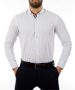 Ανδρικό λευκό πουκάμισο σε πουά