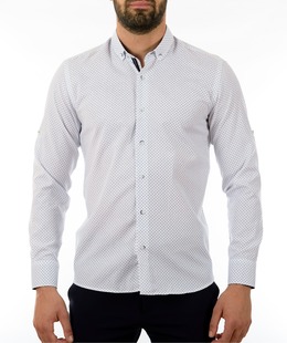 Ανδρικό λευκό πουκάμισο σε πουά