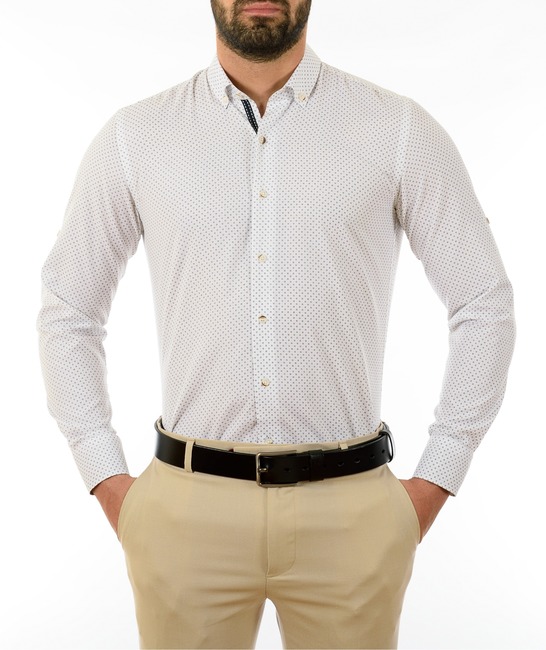 Ανδρικό λευκό πουκάμισο με σχεδία