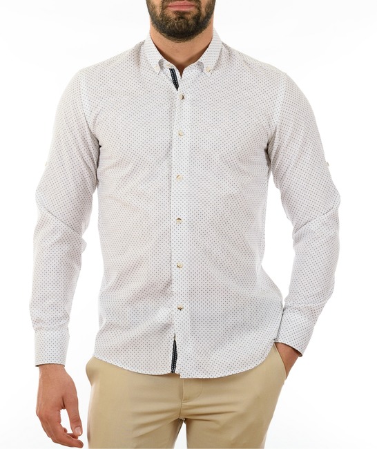 Ανδρικό λευκό πουκάμισο με σχεδία