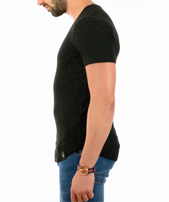Ανδρικό μπλουζάκι μαύρο λεοπάρ 