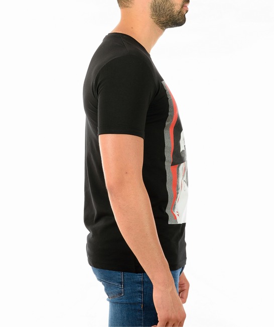 Ανδρικό μαύρο μπλουζάκι με τύπωμα 