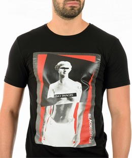 Ανδρικό μαύρο μπλουζάκι με τύπωμα 