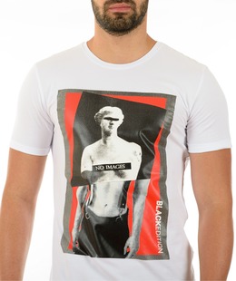 Ανδρικό λευκό μπλουζάκι με τύπωμα και επιγραφή NO IMAGES
