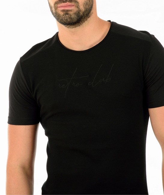 Ανδρικό μαύρο μπλουζάκι ρετρό κλαμπ