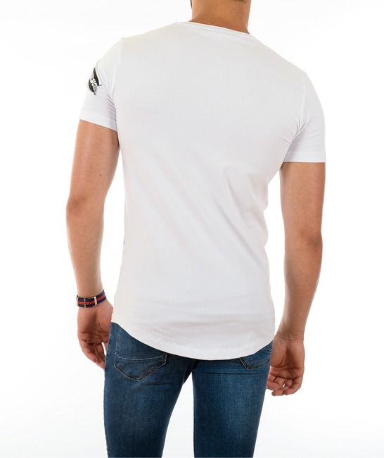 Ανδρικό λευκό μπλουζάκι με μαύρες ρίγες