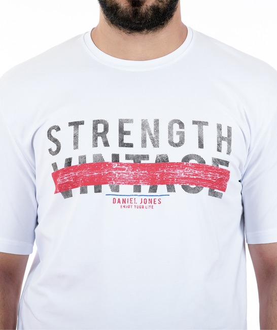 11 - Ανδρικό λευκό μπλουζάκι με κόκκινη γραμμή και μαύρη επιγραφή