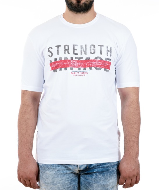 11 - Ανδρικό λευκό μπλουζάκι με κόκκινη γραμμή και μαύρη επιγραφή