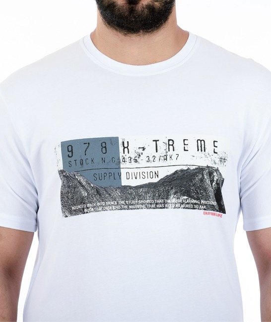 24 - Ανδρικό λευκό μπλουζάκι με γκρι βράχος