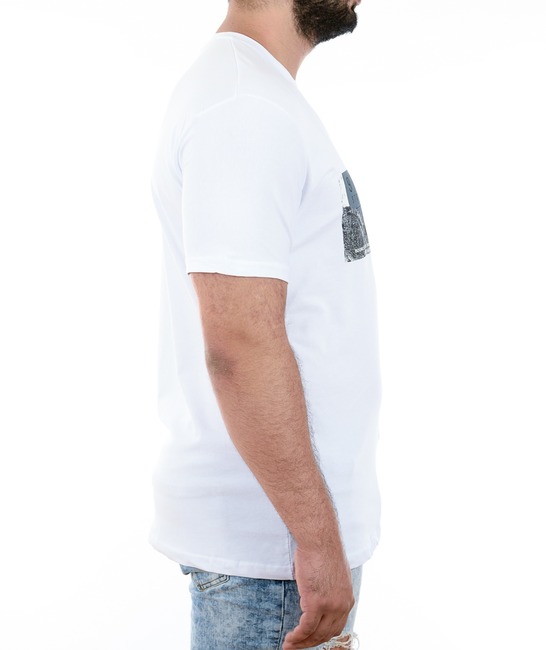 24 - Ανδρικό λευκό μπλουζάκι με γκρι βράχος