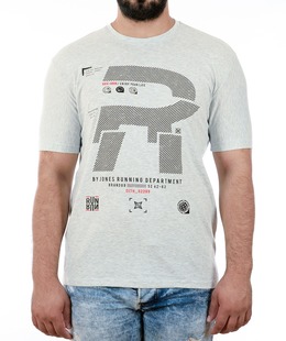 27 - Ανδρικό γκρι μπλουζάκι με ριγέ γράμμα