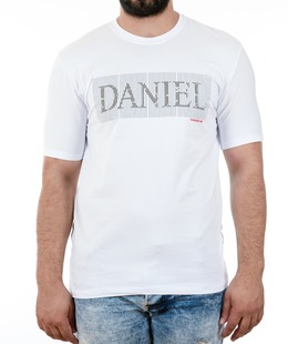 30 - Ανδρικό λευκό μπλουζάκι με ριγέ επιγραφή