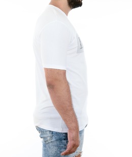 30 - Ανδρικό λευκό μπλουζάκι με ριγέ επιγραφή