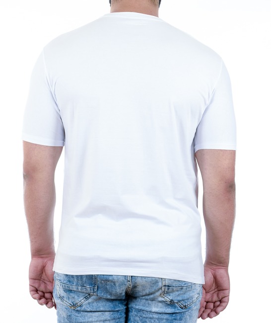 30 - Ανδρικό λευκό μπλουζάκι με ριγέ επιγραφή
