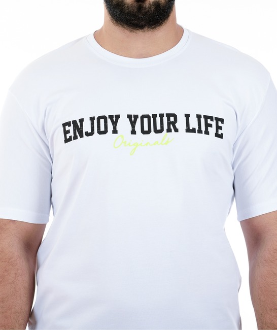 39 - Ανδρικό λευκό μπλουζάκι Enjoy your life