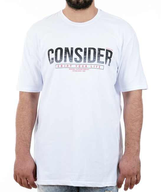 45 - Ανδρικό λευκό μπλουζάκι με γκρι επιγραφή