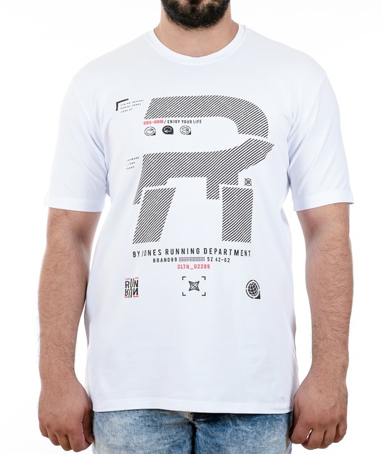 47 - Ανδρικό λευκό μπλουζάκι με μαύρο τύπωμα 