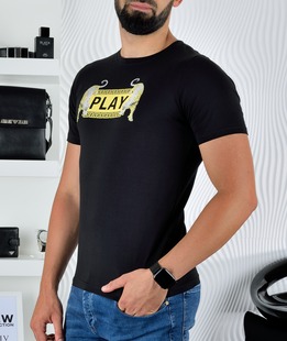 Μαύρο ανδρικό μπλουζάκι PLAY με τίγρη