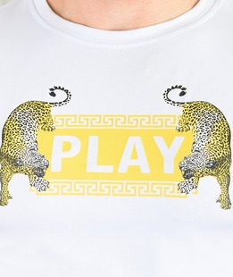 Λευκό ανδρικό μπλουζάκι PLAY με τίγρη