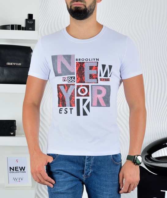 Λευκό ανδρικό μπλουζάκι Νέα Υόρκη 1986