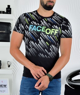 Μαύρο ανδρικό μπλουζάκι Face Off
