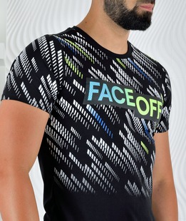 Μαύρο ανδρικό μπλουζάκι Face Off