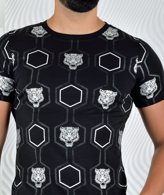 Ανδρικη μαύρο μπλουζάκι με μαύρα τετράγωνα 