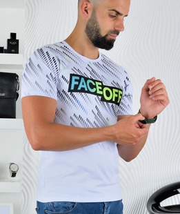 Λευκό ανδρικό μπλουζάκι Face Off
