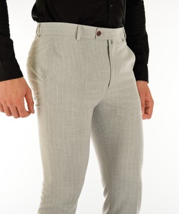 Ανδρικό γκρι παντελόνι με λεπτές άσπρες ρίγες
