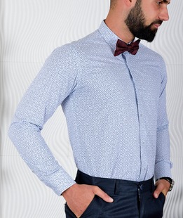 Ανδρικό λευκό πουκάμισο με μπλε στοιχεία