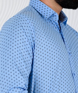 Μπλε ανδρικό πουκάμισο με μαύρα στοιχειά 
