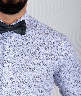 Ανδρικό λευκό πουκάμισο με φλοράλ στοιχεία 