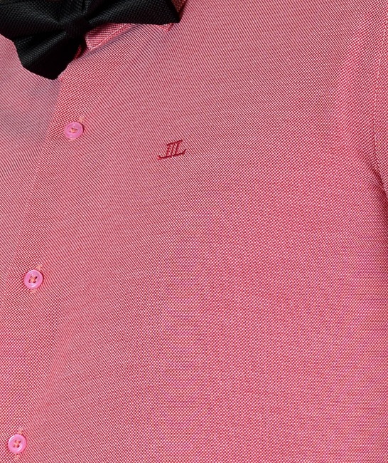 Ανοιχτό κόκκινο πουκάμισο από ανάγλυφο ύφασμα