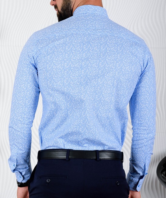 Λευκό ανδρικό πουκάμισο με μπλε στοιχεία