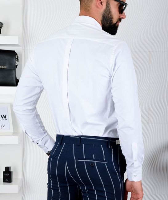 Ανδρικό πουκάμισο λευκό χρώμα από ανάγλυφο ύφασμα