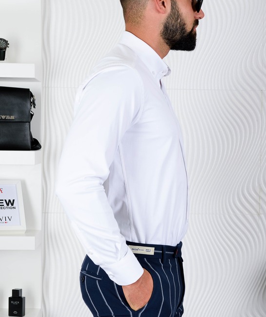 Ανδρικό πουκάμισο λευκό χρώμα από ανάγλυφο ύφασμα