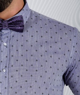 Ανδρικό πουκάμισο απαλό μωβ με μικρά λουλούδια