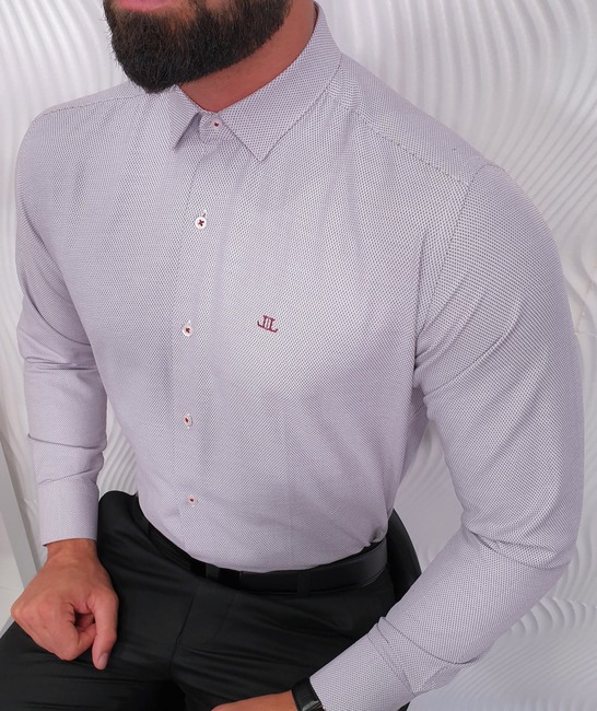  Λευκό ανδρικό πουκάμισό  με τελειες χρώμα μπορντό