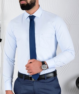 Ανδρικό ανοιχτό μπλε πουκάμισο με τσέπη