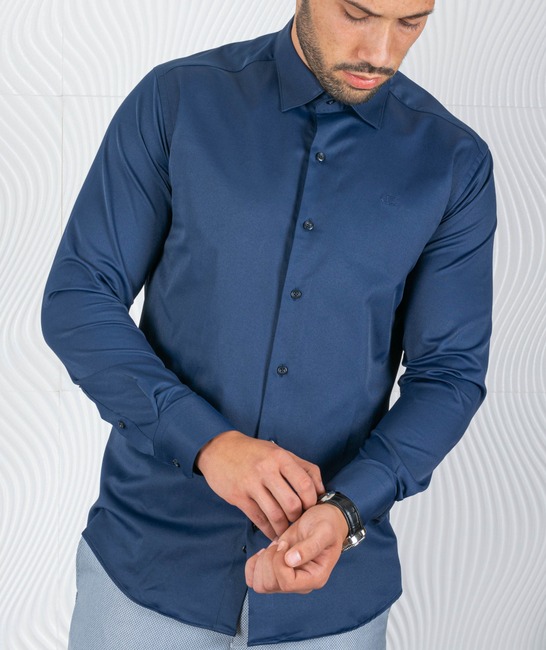 Ανδρικό σκούρο μπλε πουκάμισο