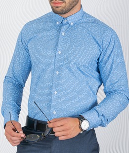 Ανδρικό  πουκάμισο γαλάζιο χρώμα με μικρά λευκά τρίγωνα