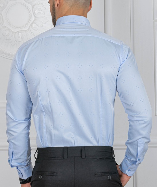 Ανδρικό μπλε πουκάμισο σε διακριτικά μικρά τετράγωνα