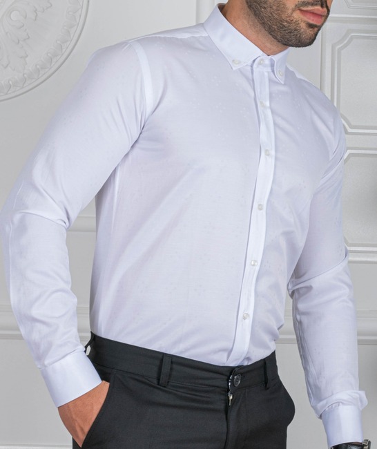 Ανδρικό λευκό πουκάμισο σε διακριτικά μικρά τετράγωνα
