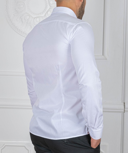 Ανδρικό λευκό πουκάμισο σε διακριτικά μικρά τετράγωνα