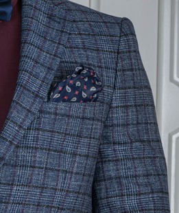 Ανδρικό καρό σακάκι σε μπλε χρώμα