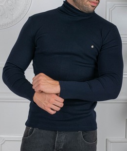 Ανδρικό κομψό σκούρο μπλε πόλο