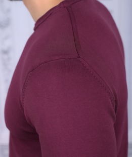 Ανδρικό πουλόβερ με στρογγυλή λαιμόκοψη χρώμα μπορντό