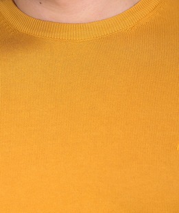 Βαμβακερό ανδρικό πουλόβερ με στρογγυλή λαιμόκοψη σε μουσταρδί χρώμα