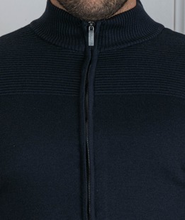 Ανδρική σκούρα μπλε ζακέτα με φερμουάρ Ανδρική σκούρα μπλε ζακέτα με φερμουάρ