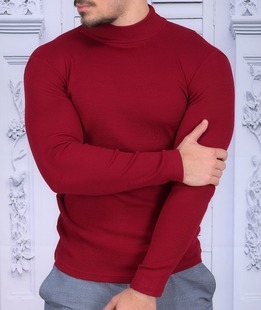 Ανδρικό κομψό ημι-πόλο χρώμα Cherry